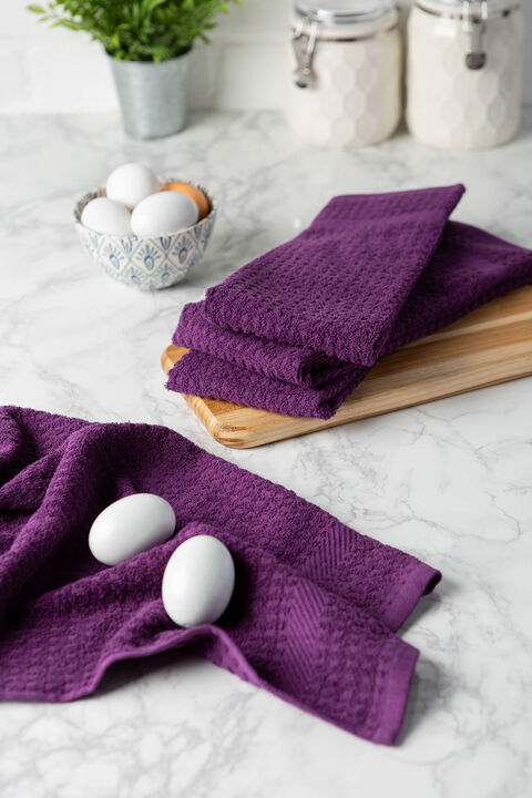 Set of 4 Purple Traditional Decorative Dish Towels 26"