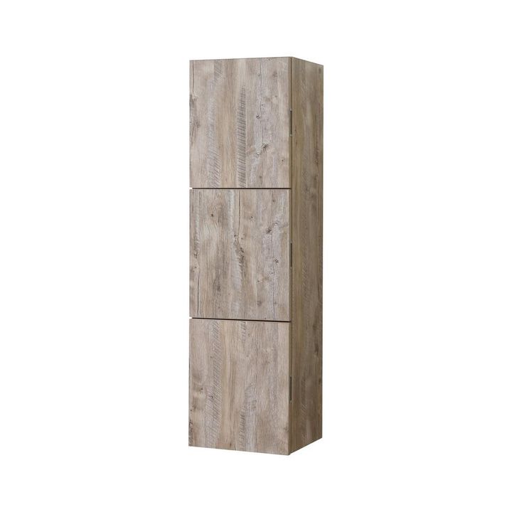 Kubebath 18 Wide by 59 High Linen Side Cabinet With Three Doors in Nature Wood Finish