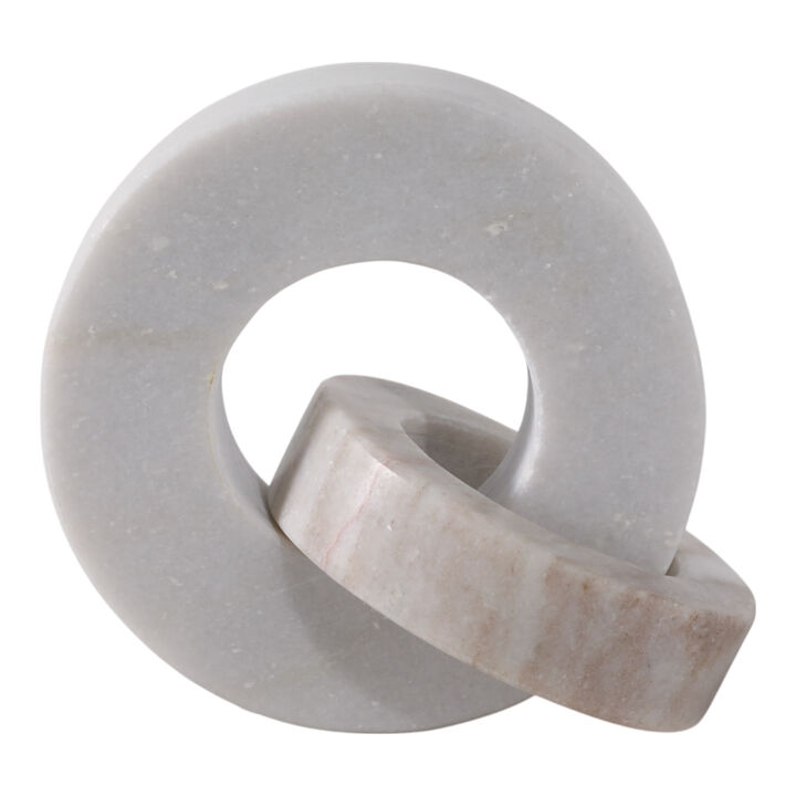 8x6" Marble Double Ring, White/ Beige
