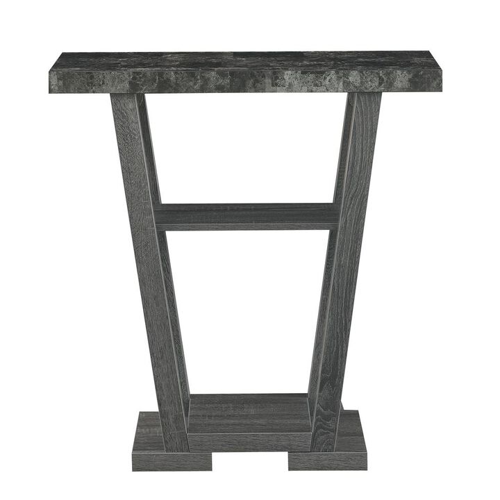 Convenience Concepts Newport V Console, Faux Black Marble/Weathered Gy