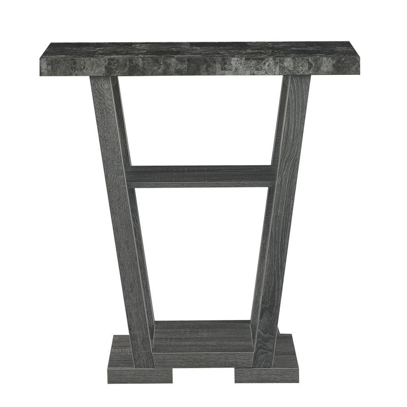 Convenience Concepts Newport V Console, Faux Black Marble/Weathered Gy