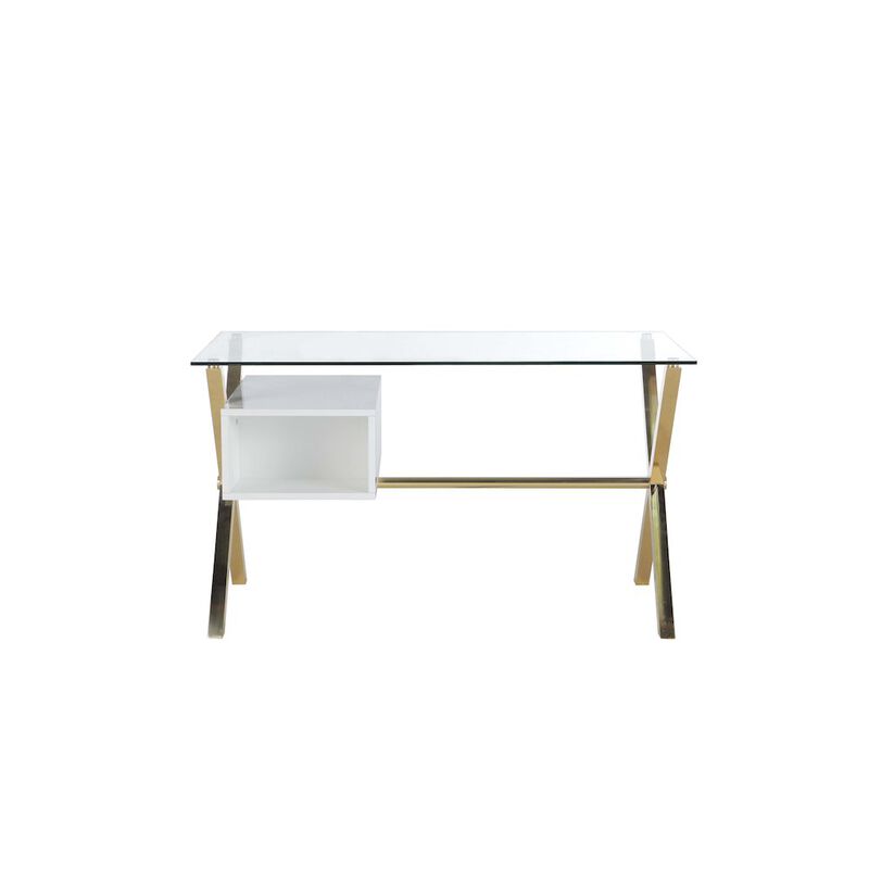 Pangea Home Gold Beverly Desk Small White