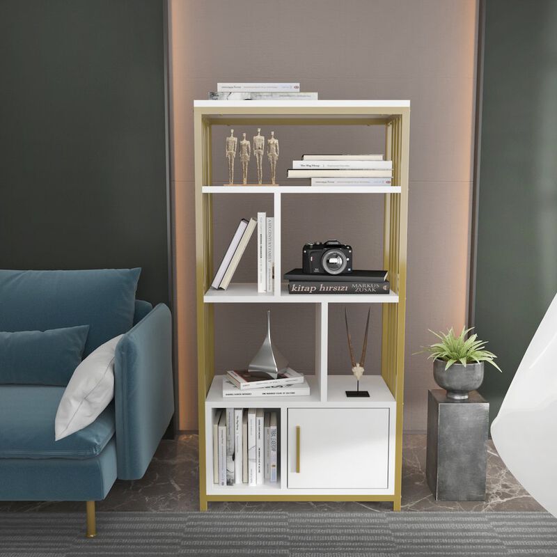 Decorotika Valero Bookcase White Gold
