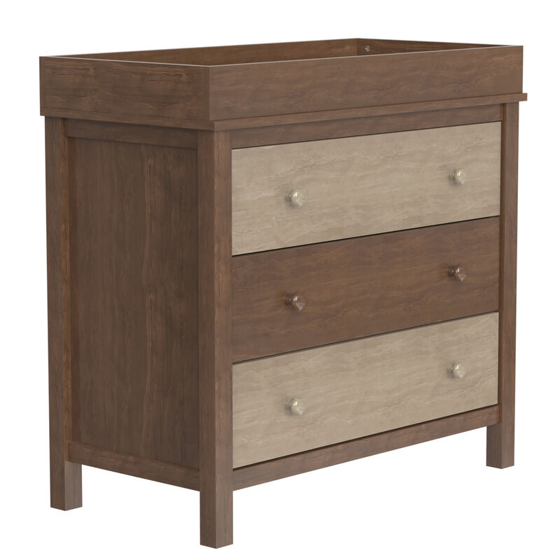3-Drawer Changer Dresser with Removable Changing Tray in Brown