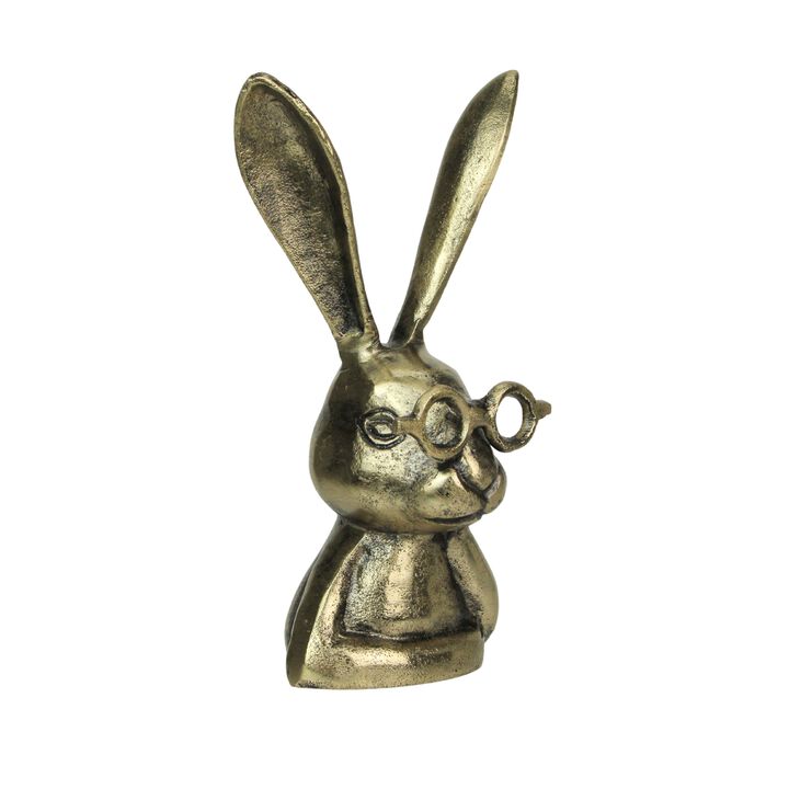 Whimsical Gold Bunny Statue &ndash; 10.25" Cast Aluminum, Elegant Home Decor