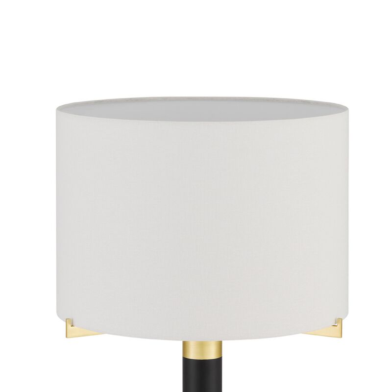 Table Lamp, Off White Drum Shade, 28 Inch Black Body with Brass Accent image number 5