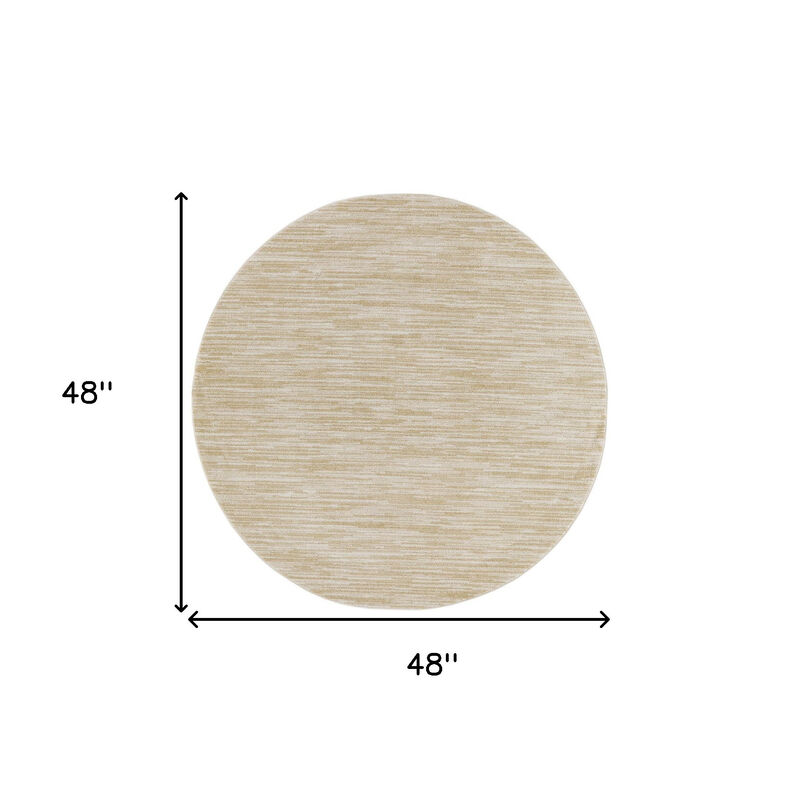 HomeRoots 4' Ivory And Gold Round Abstract Indoor Outdoor Area Rug image number 2
