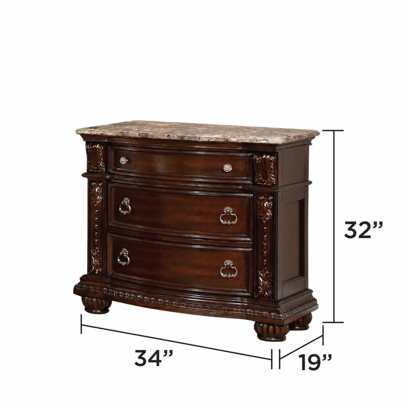 Valcrissiq Marble-Top 3-Drawer Nightstand image number 2