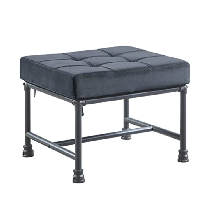ACME Brantley Ottoman, Gray Velvet & Sandy Gray Finish