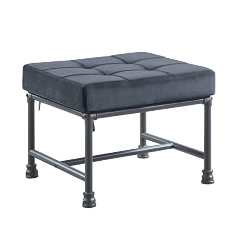 ACME Brantley Ottoman, Gray Velvet & Sandy Gray Finish