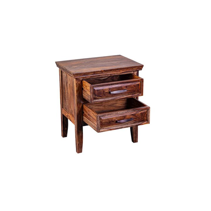 Porter Designs Sonora Solid Sheesham Wood Nightstand, Brown