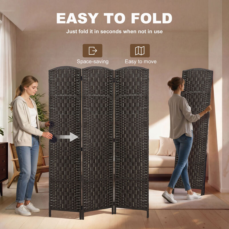 Hivvago Folding Room Divider with 3 Panels and Woven Design image number 3