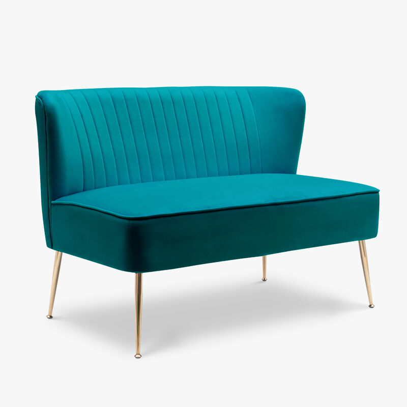 WestinTrends Mid Century Modern Tufted Velvet Loveseat Sofa and Chair Set