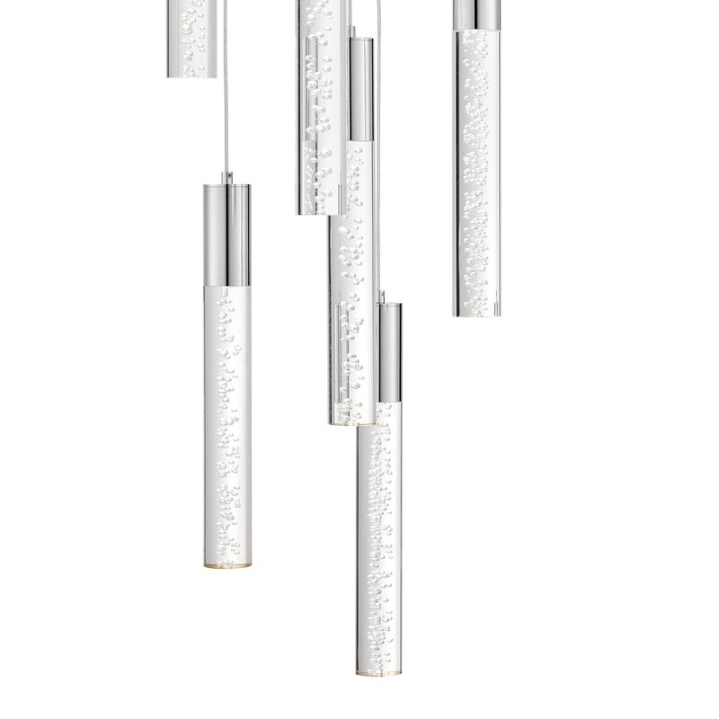 Sparkling Night Chandelier Chrome Metal and Acrylic 13 LED Light Dimmable