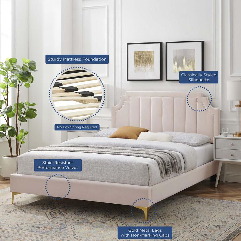 Sienna Performance Velvet Queen Platform Bed image number 8