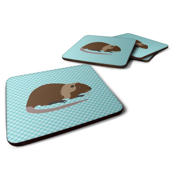 Caroline's Treasures Coypu Nutria River Rat Blue Check Decorative coasters, 3.5, Multicolor
