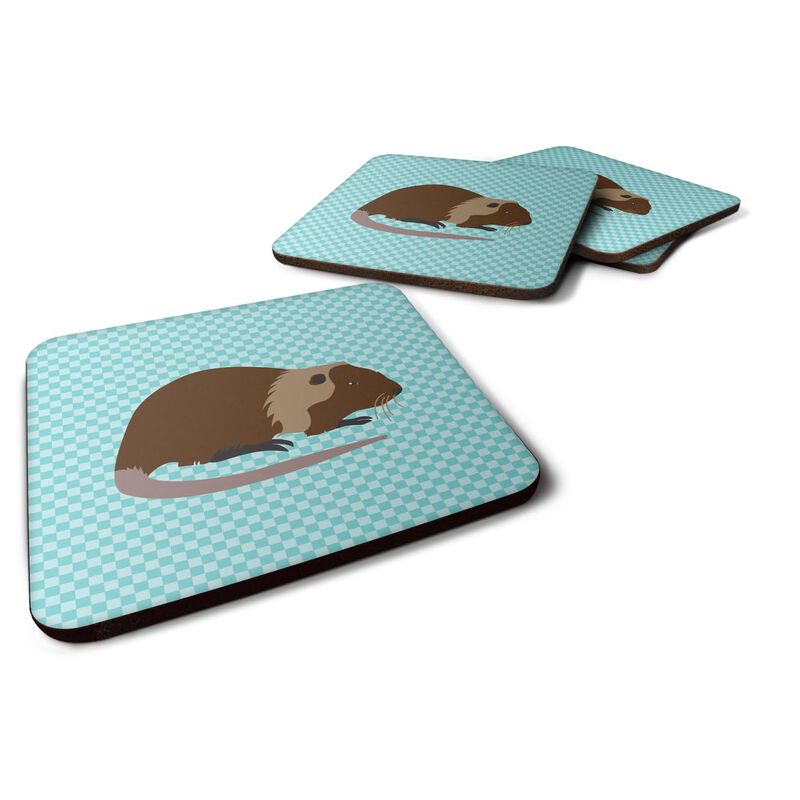Caroline's Treasures Coypu Nutria River Rat Blue Check Decorative coasters, 3.5, Multicolor