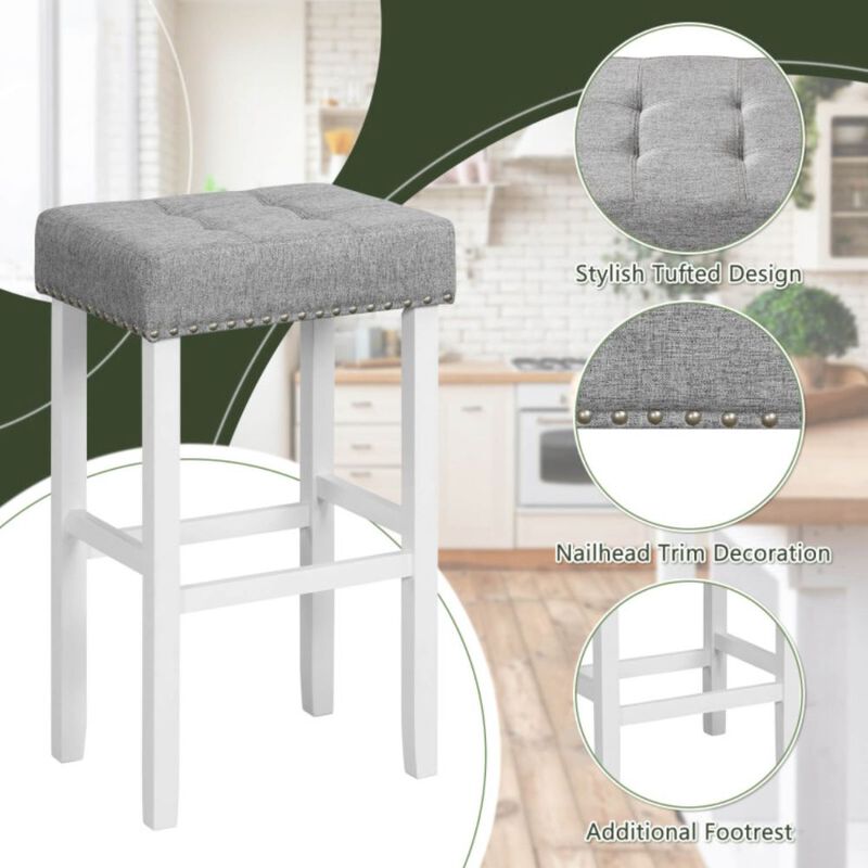 Hivago 2 Pieces Counter Height Bar Stools with Sponge Padded Cushion