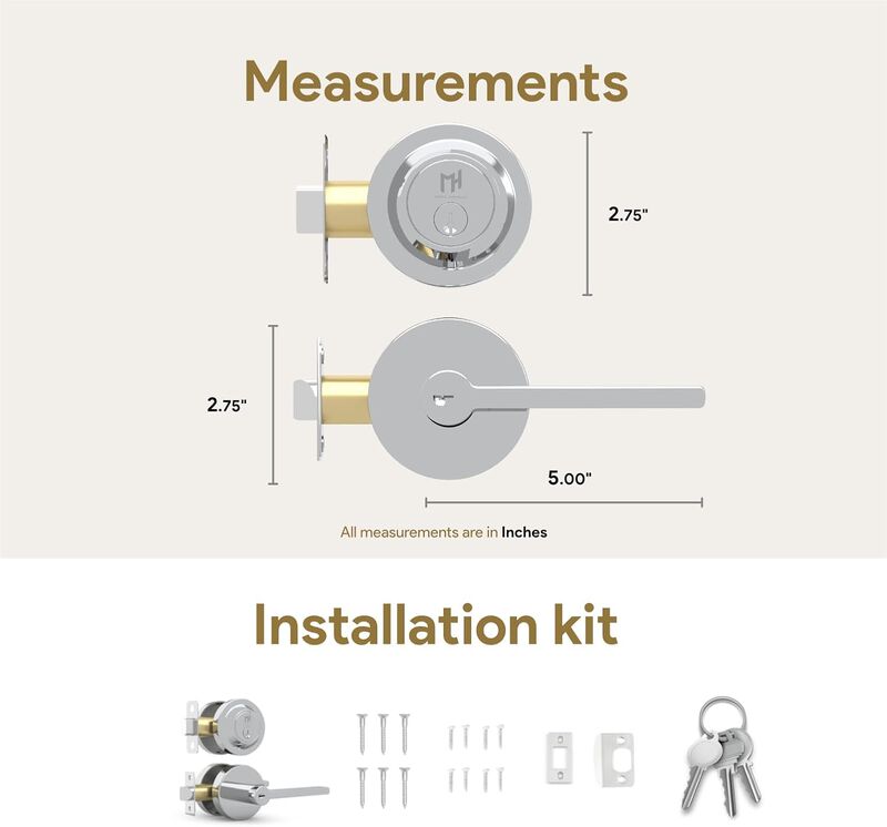 Mega Handles | Ralph Lever and Deadbolt Entry Combo | Polished Chrome