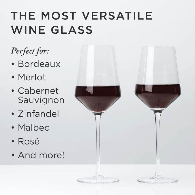 Raye Angled Crystal Bordeaux Decanter and Wine Glass Set