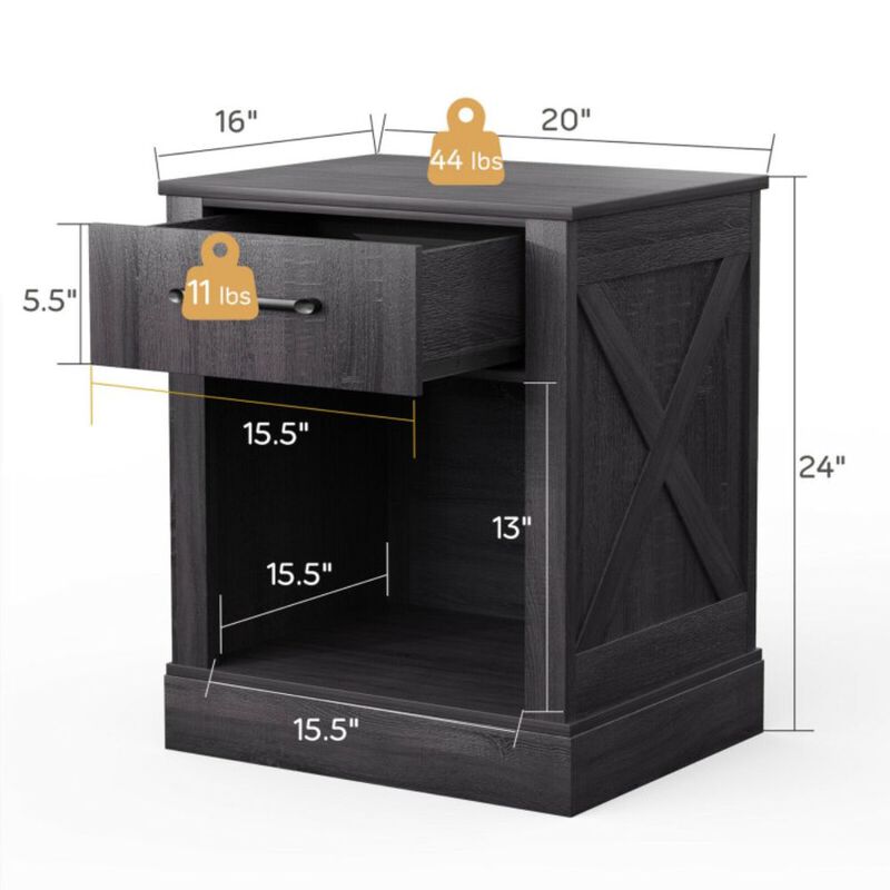 Hivago Compact Nightstand with Drawer and Shelf