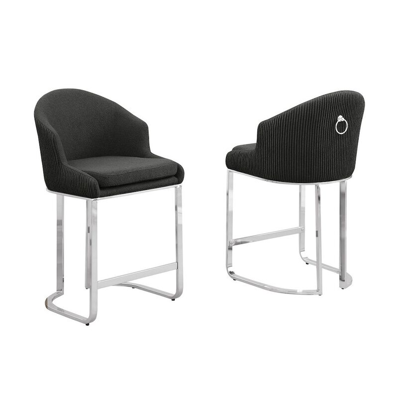 Best Quality Furniture Black With Silver Counter Height, Set Of Two