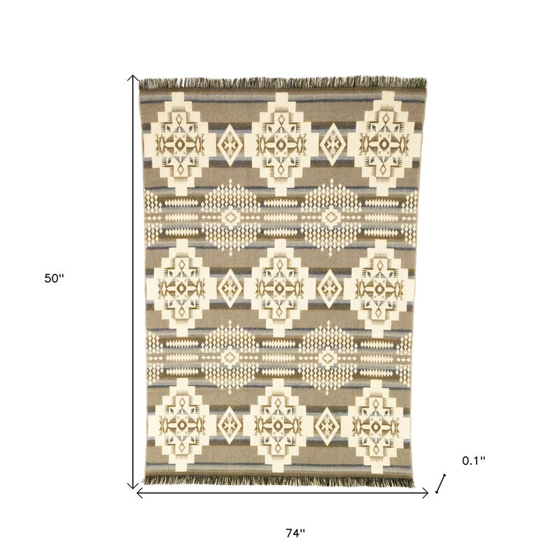HomeRoots Gray Woven Acrylic Reversable Throw image number 6
