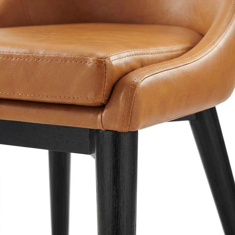 Vegan Leather-Upholstered Dining Chair with Mid-Century Modern Style, Tan image number 6