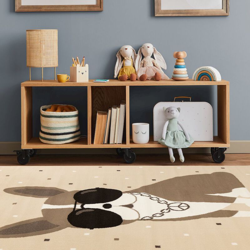 Novelle Home Functional Kids Beige Brown Swaggy Dog Area Rug, 5'3 x 7'5 image number 6
