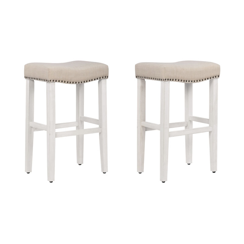 WestinTrends 29" Upholstered Saddle Seat Bar Stool (Set of 2)