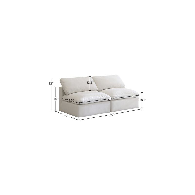 Meridian Furniture Plush Cream Velvet Standard Comfort Modular Sofa