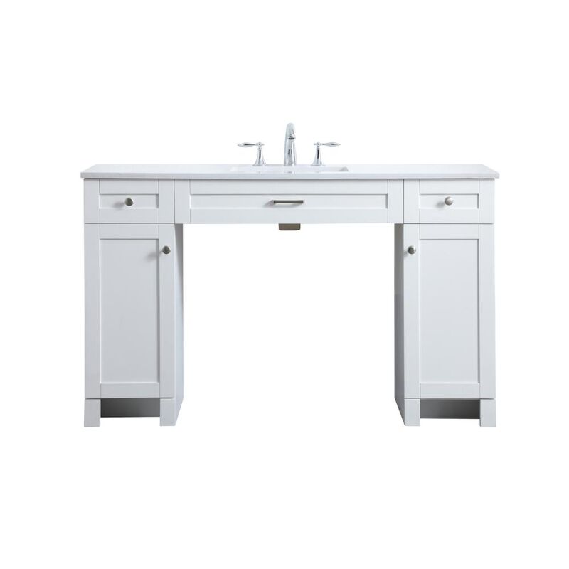 Elegant Kitchen and Bath 54 Inch ADA Compliant Bathroom Vanity In White