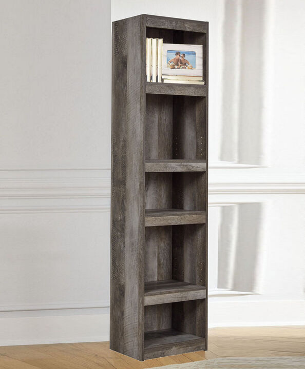 72 Inches 5 Tier Wooden Pier with Adjustable Shelves, Gray - Benzara