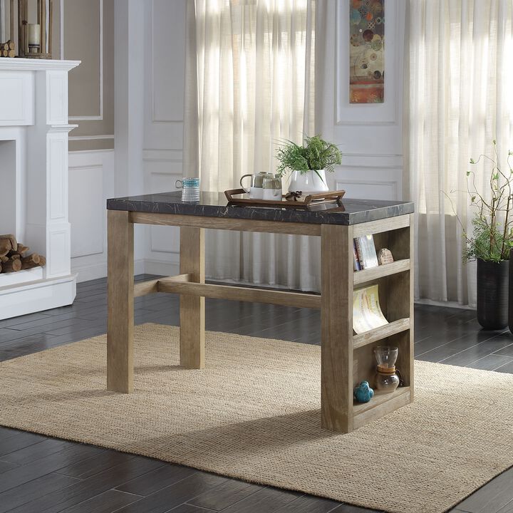 Charnell Counter Height Table  in Marble & Oak Finish DN00551