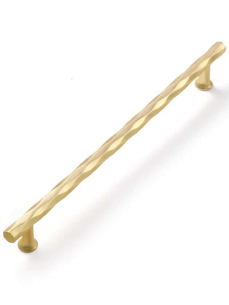 JIASENBAO Brushed Gold Cabinet Pulls 8.8"" Hole Center 10 Pack Hammered Brass Cabinet Handles Decorative Kitchen Drawer Dresser