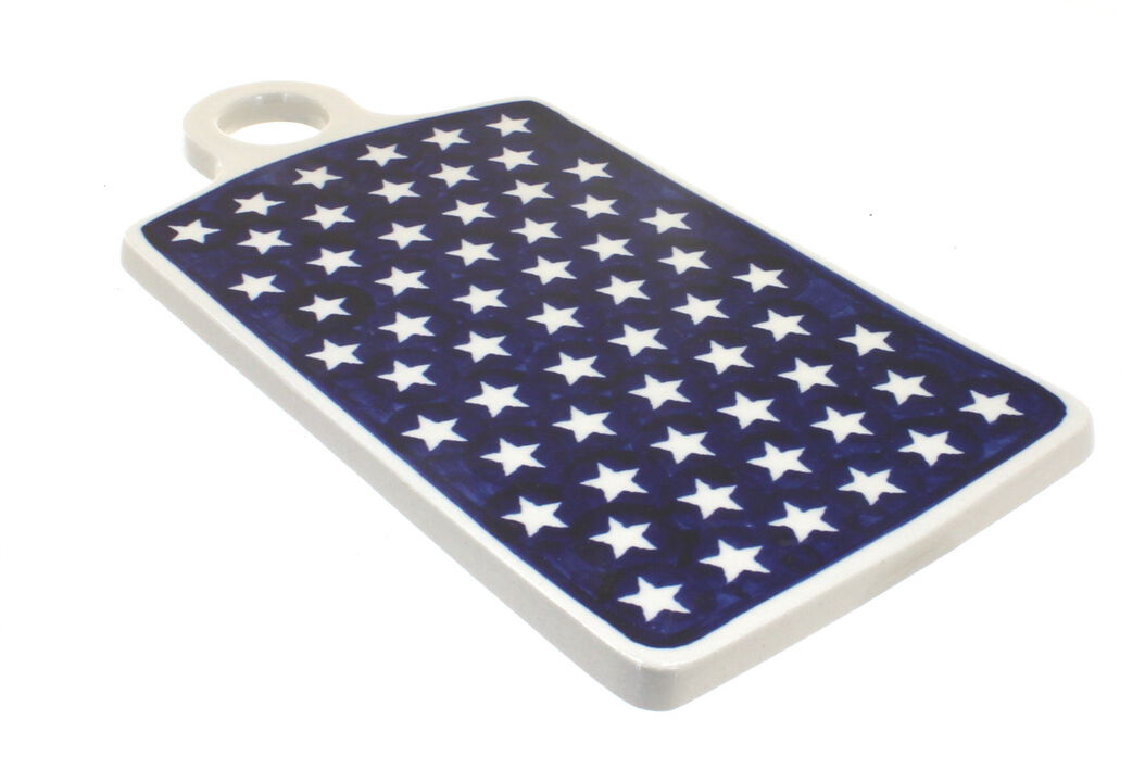 Blue Rose Polish Pottery Flowering Peacock Cutting Board