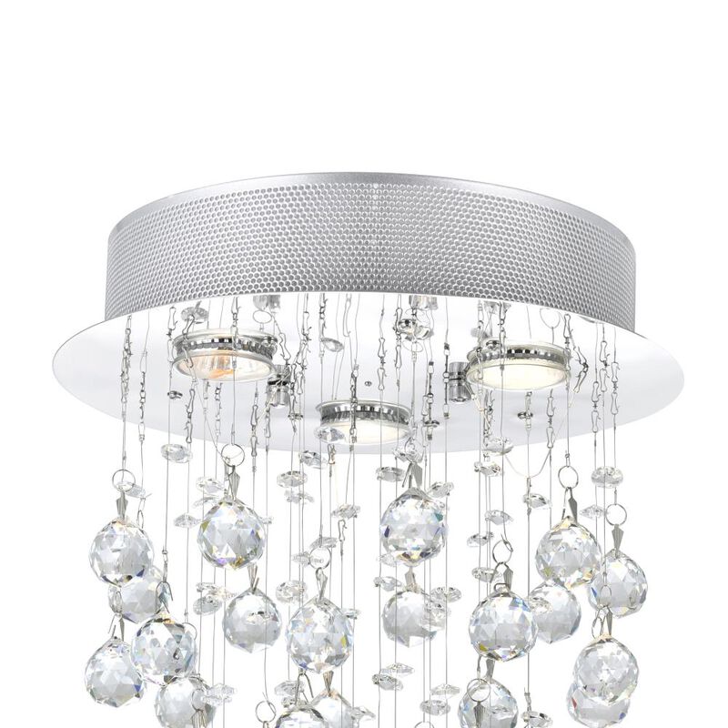 Rain Drop 3 Light Flush Mount With Chrome Finish