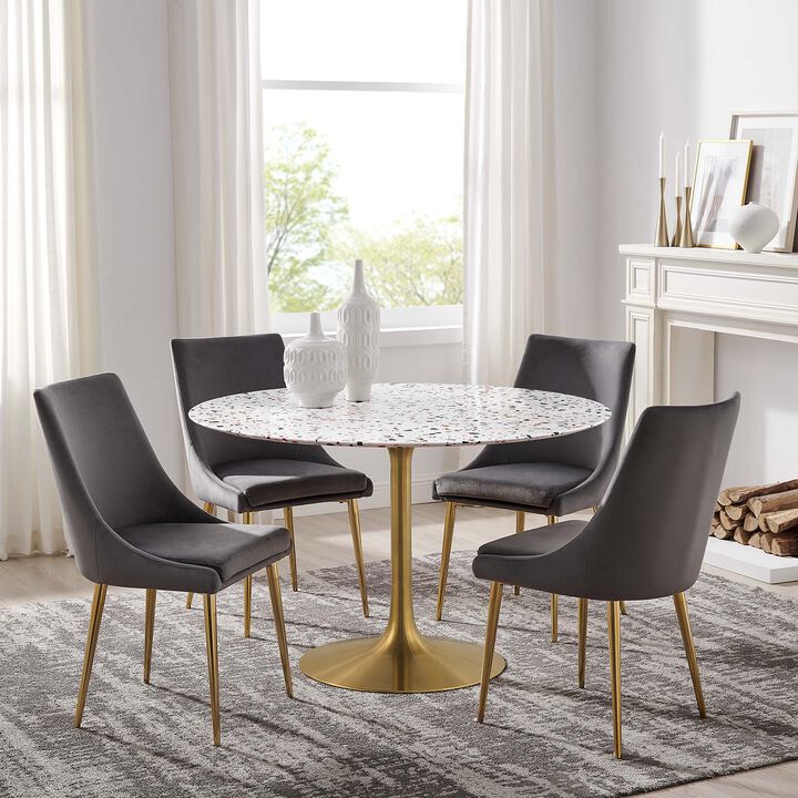 Modway - Lippa 48" Round Terrazzo Dining Table Gold White