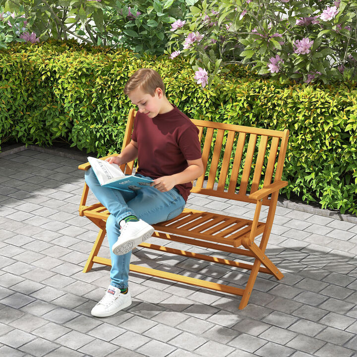 Hivvago 2-Person Foldable Wooden Outdoor Bench with Backrest