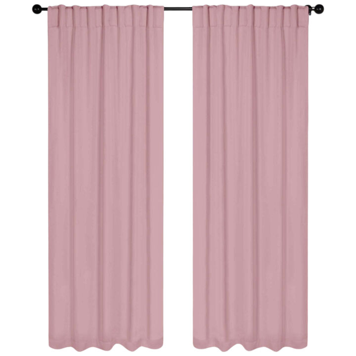 Blackout Window Curtains Set of 2 Solid Room Darkening Back Tab Panels