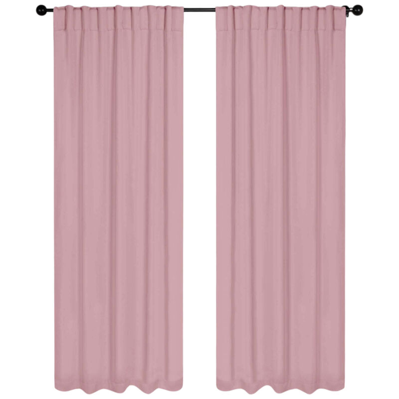 Blackout Window Curtains Set of 2 Solid Room Darkening Back Tab Panels image number 0