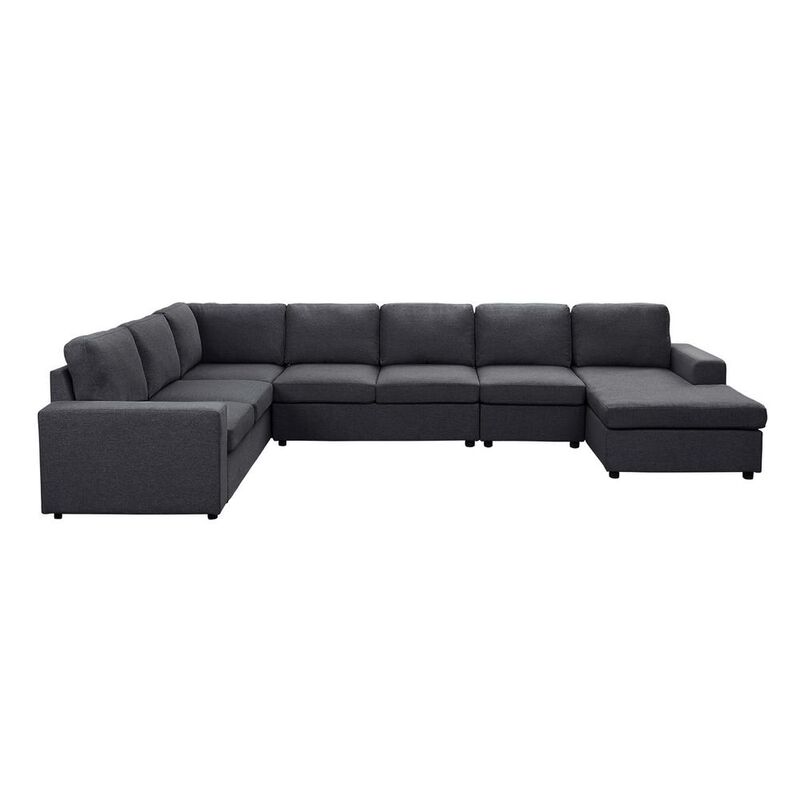Lilola Home Hayden Modular Sectional Sofa with Reversible Chaise in Dark Gray Linen