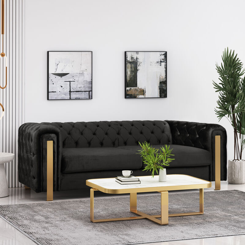 Merax 3-seat Velvet Sofa with Tufted Back and Arm