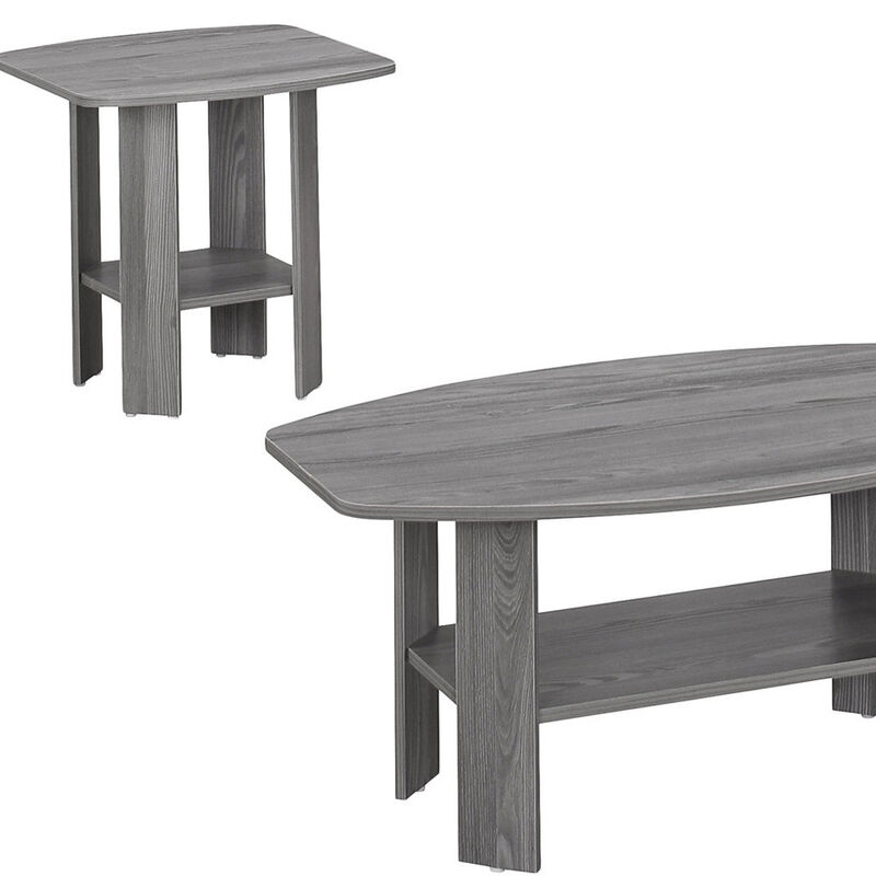 Set of Three Coffee Tables with Lower Storage Shelf for Living Room and Lounge