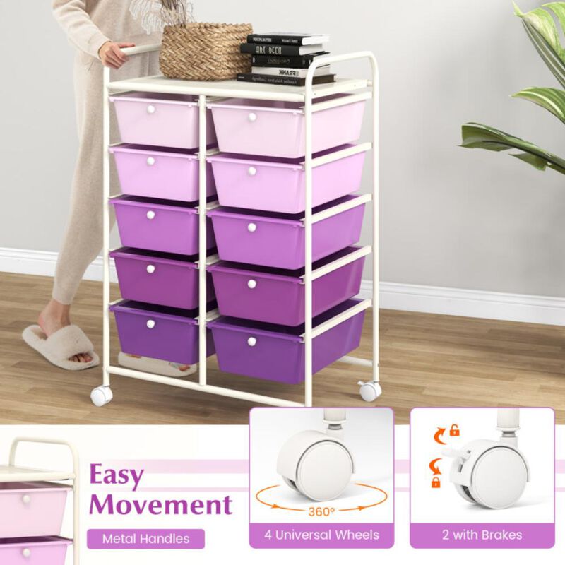 Hivvago 10-Drawer Rolling Storage Cart