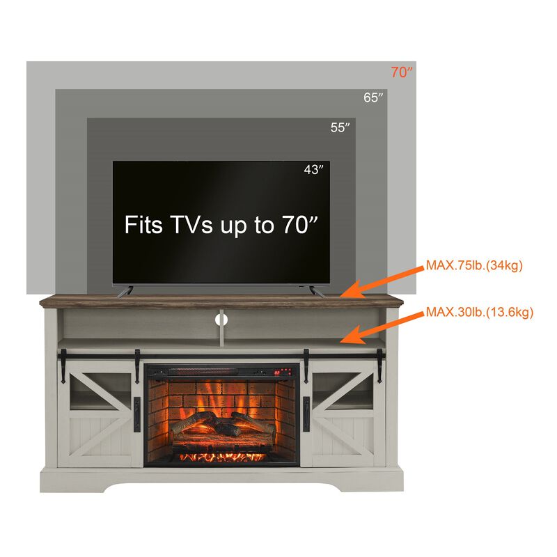 MONDAWE 60 Inch Electric Fireplace  Entertainment Center With Door Sensor