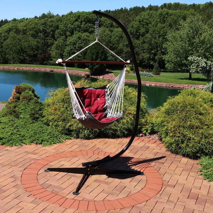 Sunnydaze Polyester Tufted Victoria Hammock Chair with Steel C-Stand