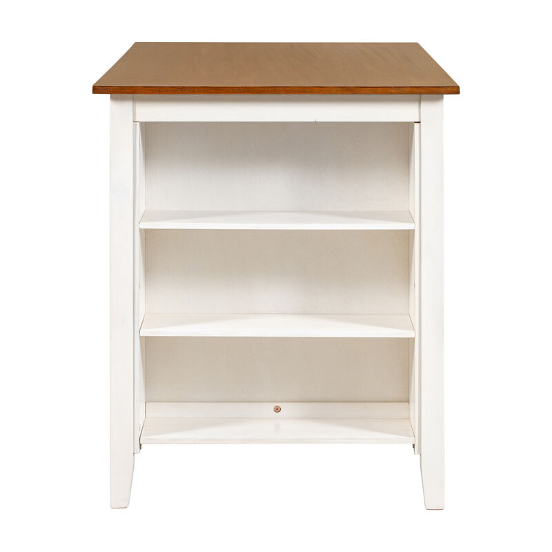 Whisen Farmhouse 5-Pieces Counter Height Dining Set with 4 Chairs - White