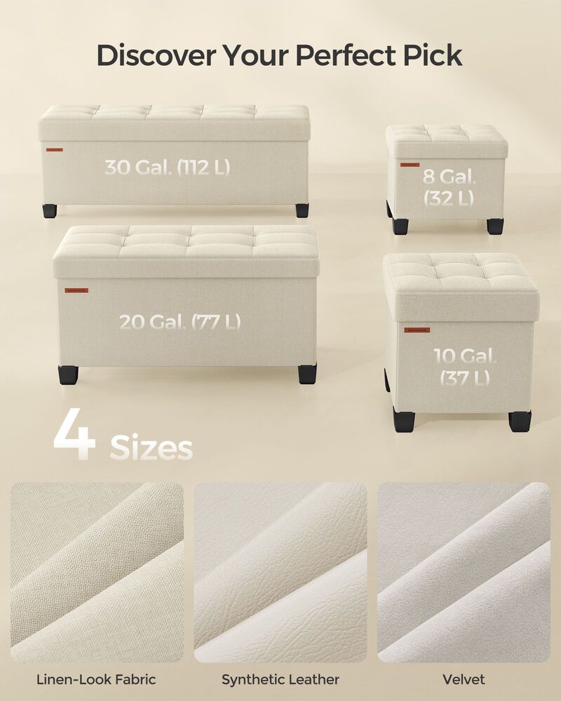 Tufted Storage Ottoman with Legs &ndash; Elegant Seating with Lift-Top Lid and Built-In Storage for Pillows or Throws