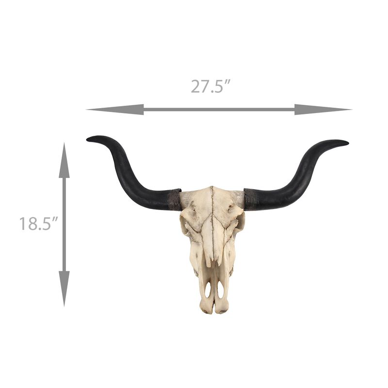 Huge Wall Hanging Longhorn Cow Skull 27in Wide Resin Long Horn Steer Wall Decor image number 4